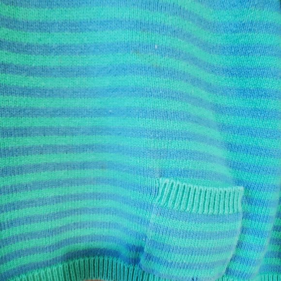 Vintage GAP Blue and Green Stripe Cotton Sweater - Picture 4 of 5
